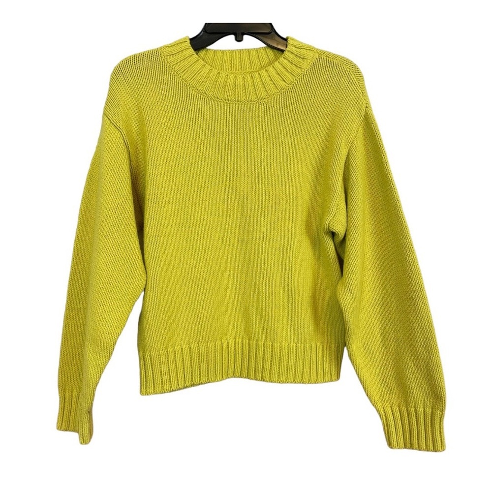Prologue Thick Knit Yellow Crewneck Pullover Cotton Blend Sweater XS
